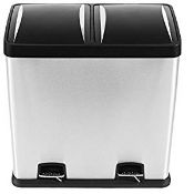 Mari Home 60 Litre Stainless Steel 2 in 1 Foot Pedal Recycle Bin 2 x 30L RRP £79.99