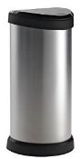 Curver 40 L Metal Effect Plastic One Touch Deco Bin, Silver