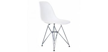 CHARLES RAY EAMES STYLE DSR SIDE CHAIR CHROME LEGS WHITE Set Of 4 RRP £180