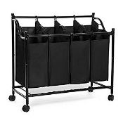SONGMICS Laundry Sorter Cart Trolley with Sturdy Metal Frame on wheels Capacity Black
