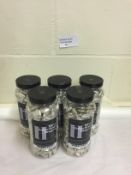 Brand New Set of 5 A-Z Sweetshop Just Treats Silver Italian Heart Dragees Gift Jar RRP £5.99 Each