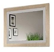 Studio Decor Lara wall mirror with frame, light wood and white colour, 90 x 75 x 3,5 cm RRP £69.99