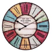 Wall clock, Old Town, modern, Roman numerals, multicolored RRP £59.99