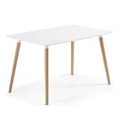Due-Home Tower Dining Table, Lacquered White Finish, 120 x 80 x 74.5 cm, RRP £119.99