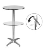 Bistro Foldable Round Aluminium Bar Table 2 Adjustable Heights