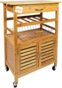 Woodluv Bamboo Kitchen Storage Trolley Cart with Drawer RRP £89.99
