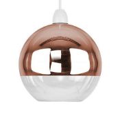 Modern Two Tone Copper Effect Clear Glass Globe Lightshade