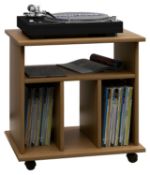 VCM Vinyl Furniture Side End Table Shelf Storage Unit Wood Oak