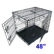 Ellie-Bo Dog Cage Folding 2 Door Crate with Non-Chew Metal Tray 48-inch Black RRP £59.99