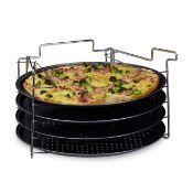 Relaxdays Set Of 4 Pizza Trays With Stand