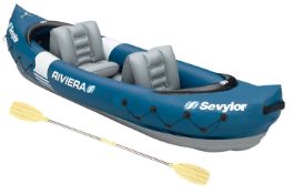 Sevylor Inflatable Kayak Riviera, 2 Man Canadian Canoe with Paddle RRP £139.99