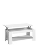 Générique Kendra Coffee Table with Tray Seat 100 cm Glossy White RRP £90