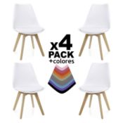 Due-Home (Bench) – Pack of 4 White Tower Chair in Beech Wood RRP £109.99