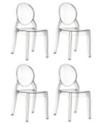 4X MODERN ELEGANT SHABBY CHIC CHAIR IN TRANSPARENT POLYCARBONATE RRP £199.99
