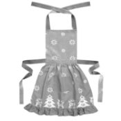 Brand New Ragged Rose Betty Frilly Christmas Apron,Silver Grey Reindeer