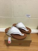 Fitflop Women Lulu Leather Toepost Thong Sandals Urban White Size 5 RRP £59.99