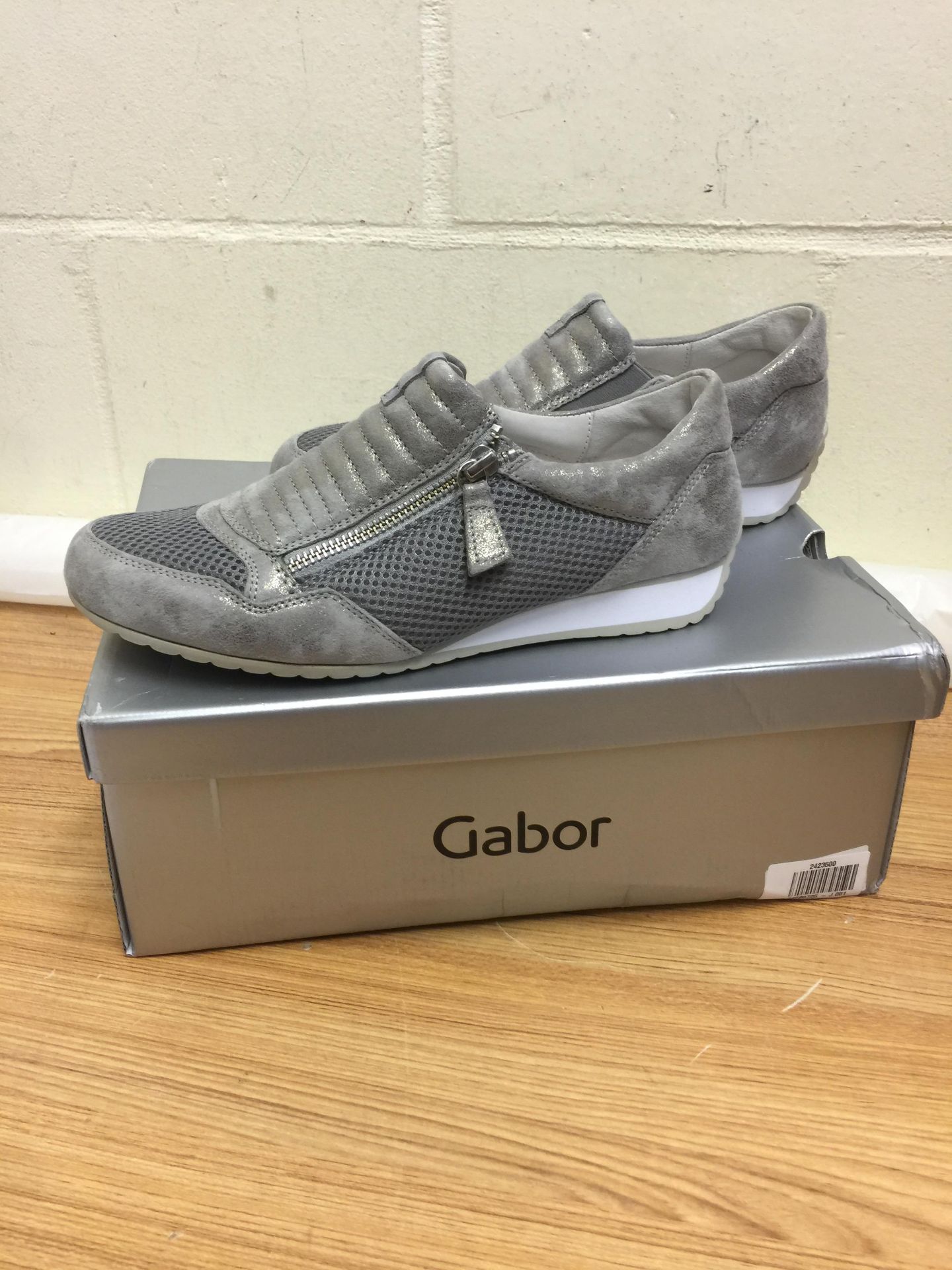 Gabor Brunello Wide Fit Zip Trainers, Taupe