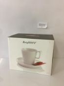 Brand New BergHOFF Eclipse Vitrified High-Glaze Porcelain Breakfast Cup And Saucer, Large, 2-Piece