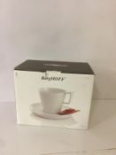 Brand New BergHOFF Eclipse Vitrified High-Glaze Porcelain Breakfast Cup And Saucer, Large, 2-Piece