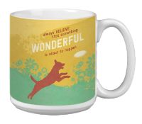 Brand New Tree-Free Greetings 20 oz XLarge Always Believe Themed Dog Art Ceramic Coffee Mug
