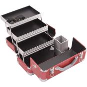 Brand New HIKER 3-Tier Professional Aluminum Case Crocodile Texture Printing, Red RRP £106.99