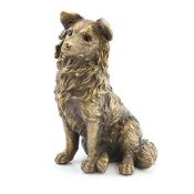 Brand New Lesser & Pavey Collie Reflections Sitting Dog Figure, Bronze