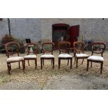 Six (5+1) 19th century mahogany balloon back chairs.