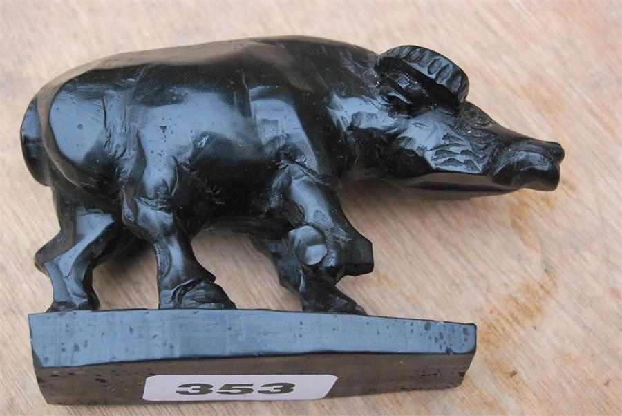 Two carved black stone animals - a buffalo, a pair of birds - Image 5 of 10