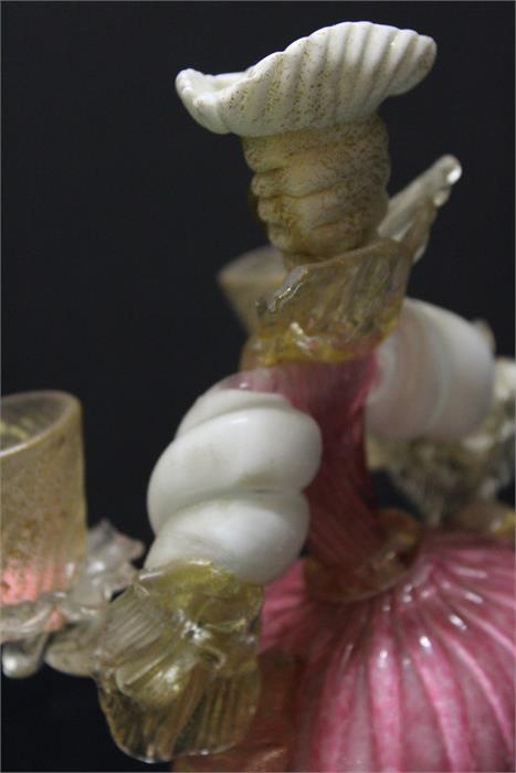 Murano glass venetian style figurine candle holder, ruby and opaque. 25cm high, the base has been - Image 6 of 7