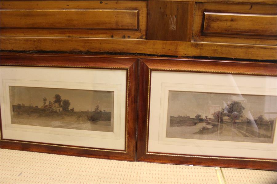 Ernest C. Rost - two coloured etchings in Mahogany frames. "By the roadside" and "Home Sweet Home"