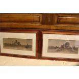 Ernest C. Rost - two coloured etchings in Mahogany frames. "By the roadside" and "Home Sweet Home"