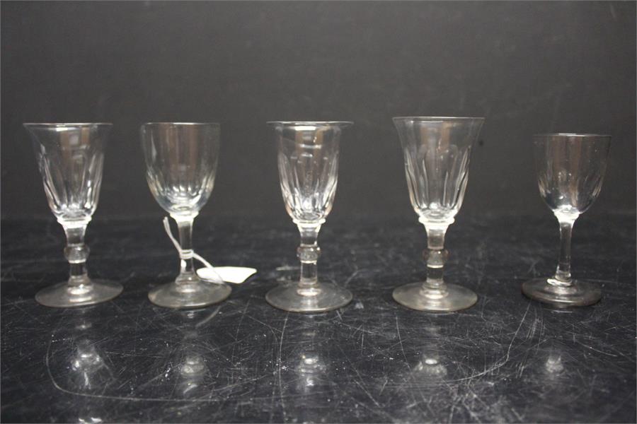 five 19th century liquor glasses.