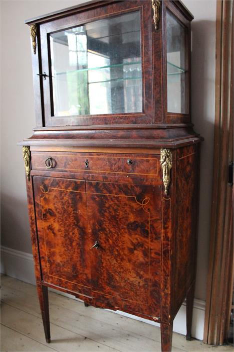 A Fine quality early 20th century French burr yew , inlaid and ormolu glass, mirror backed,
