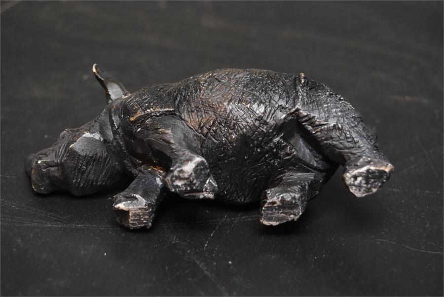 Cold painted metal possibly spelter figure of a Rhino / Rhinoceros. 14cm long, 6.5cm high - Image 3 of 3