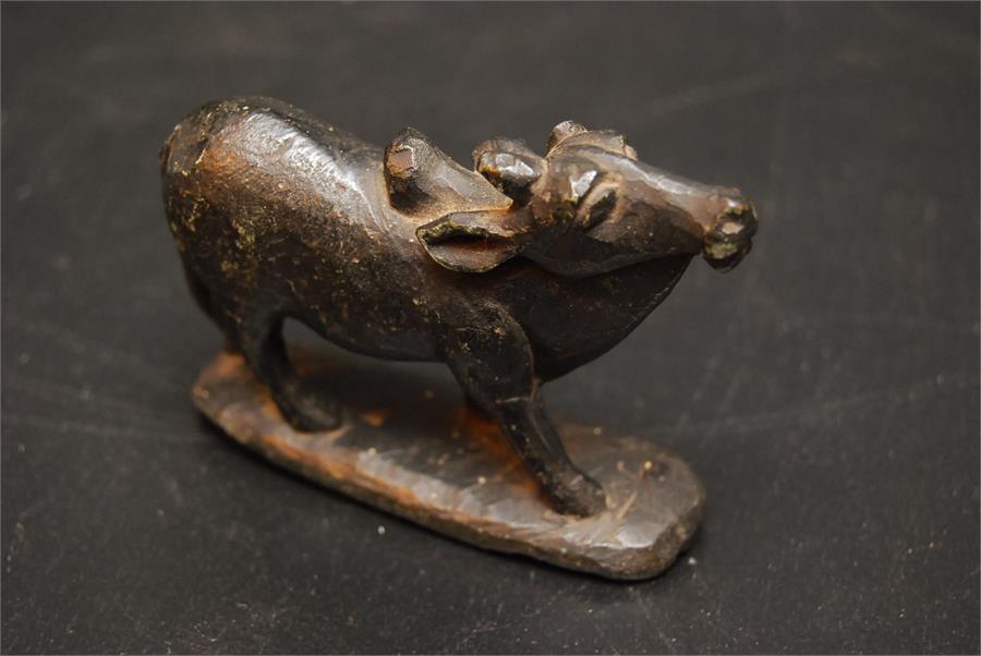 Indian Metal possibly Bronze / bronzed/spelter figure of a primitive sacred cow - possibly 17th / - Image 2 of 2