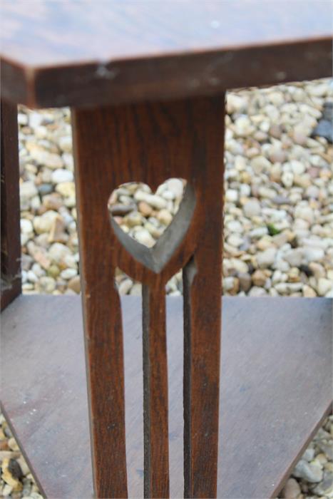 Oak Arts & crafts table for restoration with heart cutouts - Image 2 of 8