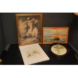 Oil on board bearing signature H.W.Britcher. Inscribed in pen to rear "the last haul" by H W