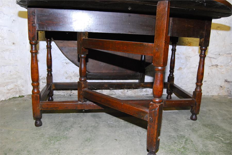 Oak gateleg oval table - 18th century elements - six seater. - Image 3 of 4