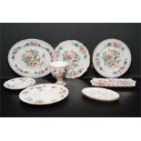 Ainsley Pembroke pattern plates, a Minton Vanessa tray, Crown Derby dish, two Minton Vermont plates,