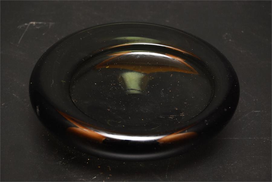 Per Lutken for Holmegaard - a glass dish or ashtray with concentric centre bowl. Marked