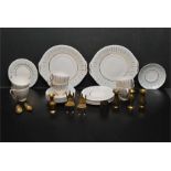 Brassware including shoes, chairs and vases and a crockery set Queen Anne " Caprice ".