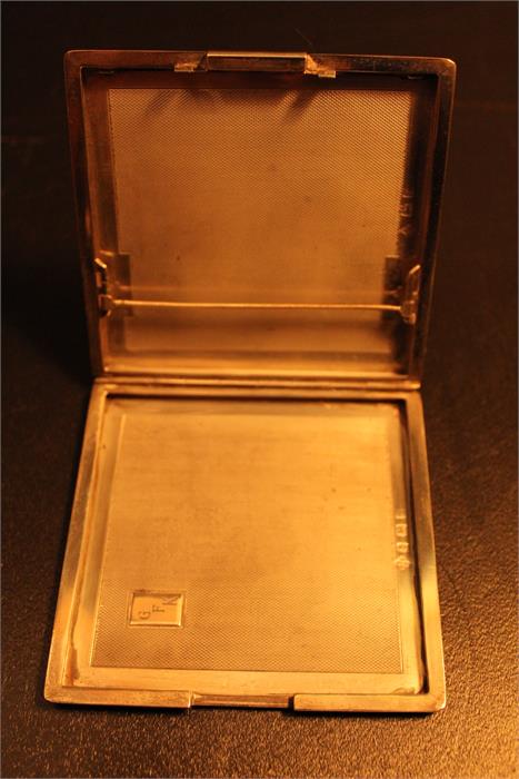 A Silver cigarette case - Birmingham - William Base and sons, machine decoration with GFK - Image 3 of 6
