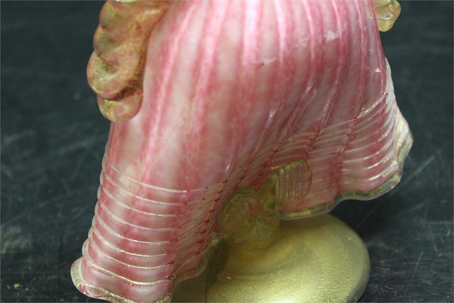 Murano glass venetian style figurine candle holder, ruby and opaque. 25cm high, the base has been - Image 7 of 7