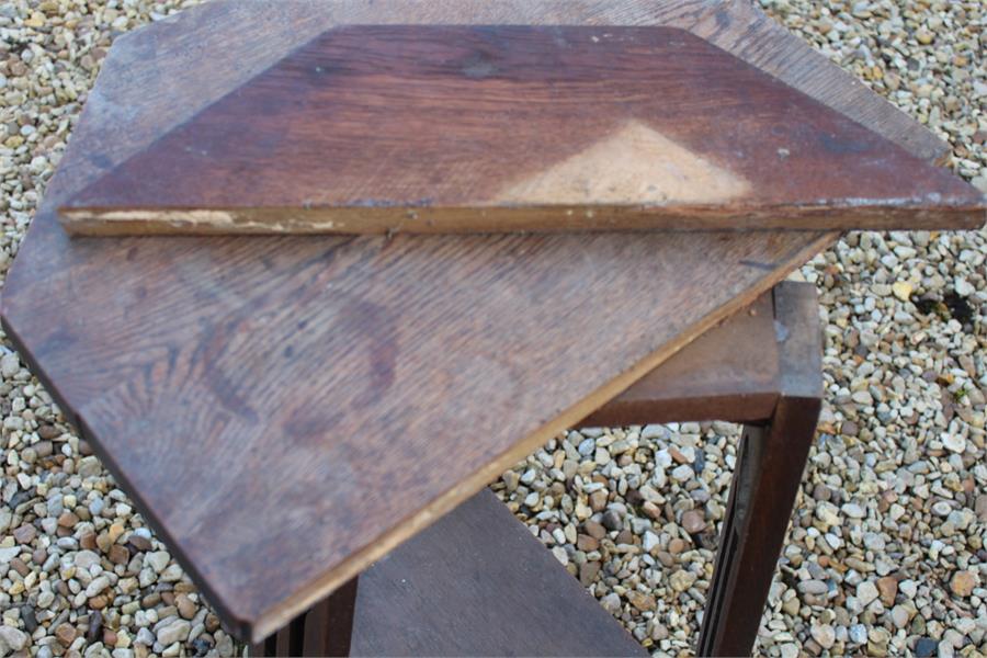 Oak Arts & crafts table for restoration with heart cutouts - Image 5 of 8