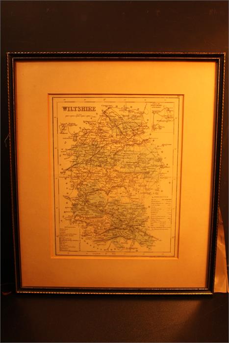 A Coloured engraving map of Wiltshire by j.Archer Pentonville, London