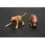Two cold painted bronze figures, a bear (21g) and a monkey (13g)