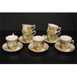 Royal Doulton - Royal Adderley pattern bone china - floral gardens including seven tea cups and five