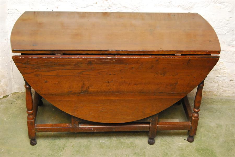 Oak gateleg oval table - 18th century elements - six seater. - Image 2 of 4