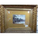 SMALL OIL ' MILL STREAM' SIGNED BOTTOM RIGHT (1895?) IN GILT FRAME