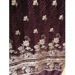 PURPLE AND SILVER EMBOSSED VELVET FABRIC 12FT X 5FT